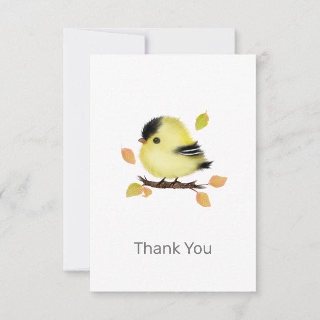 Cute Baby Goldfinch Bird Gracias Tarjeta de Nota (Anverso)