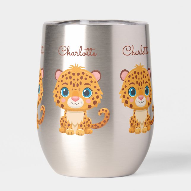 Cute Baby Leopard Safari Animal Kids Water Tumbler (Trasero)