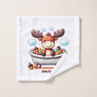 Cute Baby Moose Bath Time Cartoon Illustration