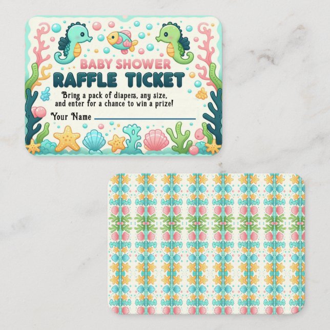 Cute Baby Shower Sea Life Raffle Ticket (Anverso / Reverso)