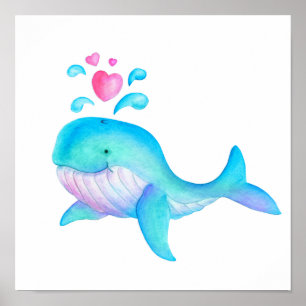 Cute ballena caprichosa corazón chorro arte para g