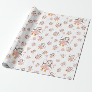 Cute Ballerina Papel de envolvimiento rosa pingüin