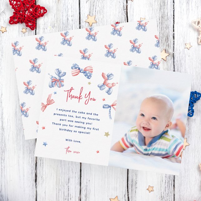 Cute Balloon 1er cumpleaños Foto Gracias Tarjeta (Subido por el creador)