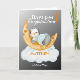 Cute Baptism Felicitaciones Tarjeta Penguin para B