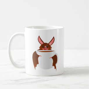 Cute Bat abrazando una taza de café