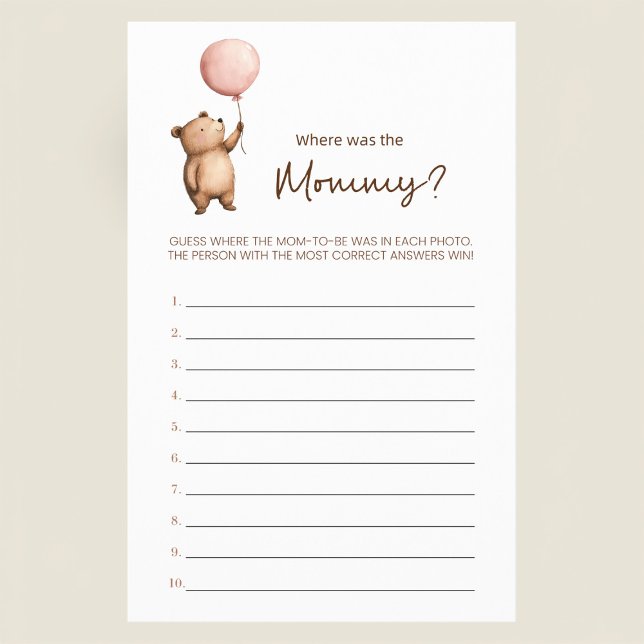 Cute Bear Baby Shower Guessing Game Flyer (Subido por el creador)