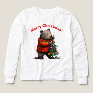 Cute Bear Decorating Christmas Tree Sweatshirt