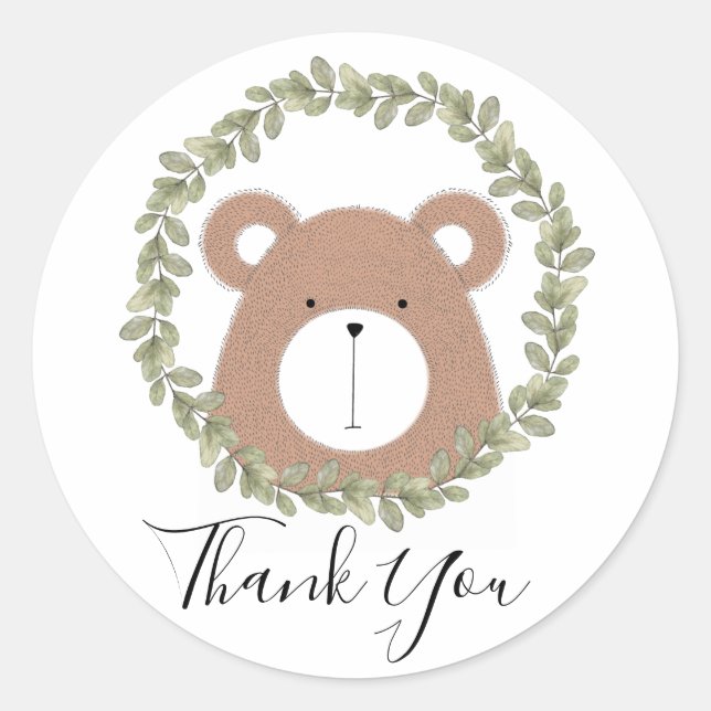 Cute Bear Gracias Pegatina (Anverso)
