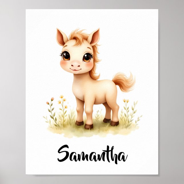 Cute bebé caballo, arte personalizado de la pared  (Frente)