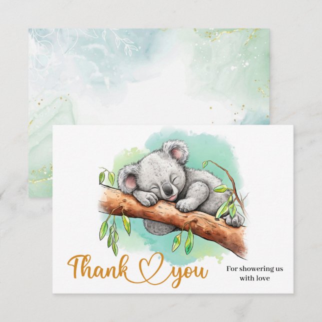 Cute bebé koala tarjeta de agradecimiento (Anverso / Reverso)