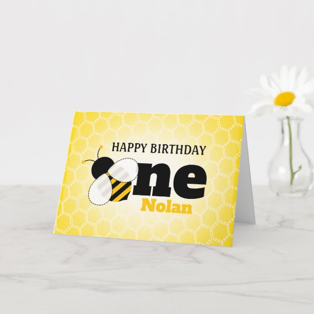Cute Bee 1ª Tarjeta de Cumpleaños (Planta pequeña)