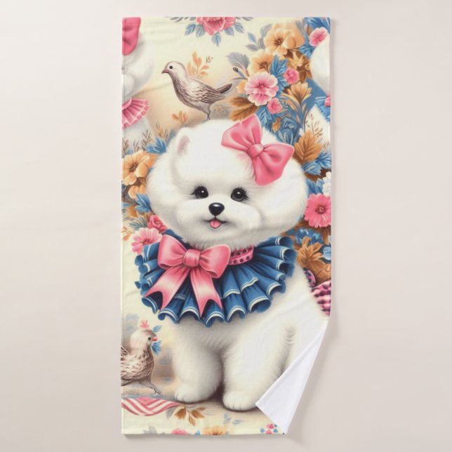Cute Bichon Frisé Seamless (Toalla de baño)