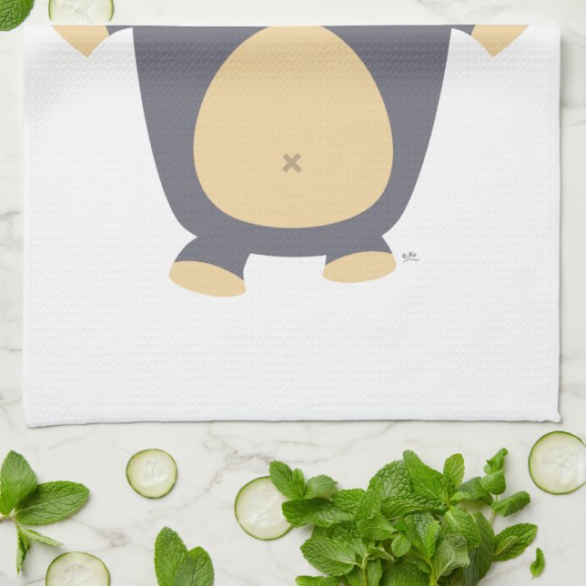 Cute Big Blue Personalizado Bear Kitchen Toalla (Doblado)