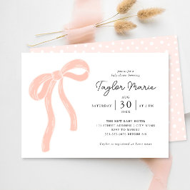 Cute Big Bow | Chica Baby Shower Invitación Rosa