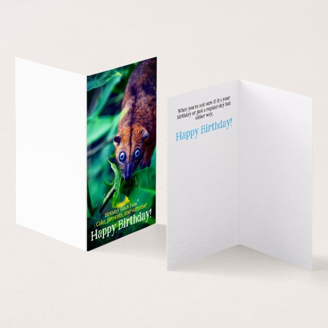 Cute Big Oyed Possum En La Tarjeta De Cumpleaños D (Interior y exterior)