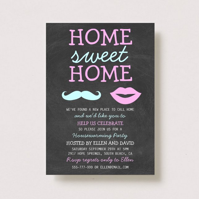 Cute bigote y Lips Hogar Dulces Invitaciones A Cas (Subido por el creador)