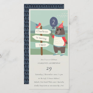 Cute Birdy Bear Milestone Cualquier Invitación De