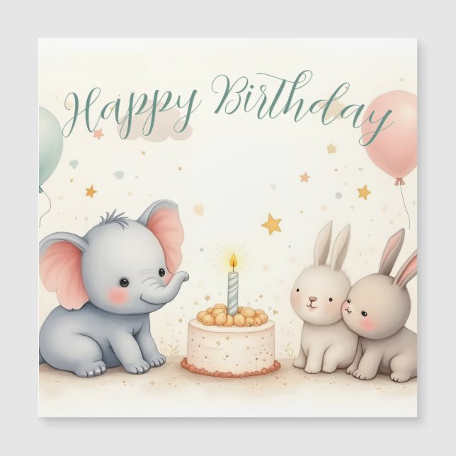 Cute Birthday Greeting with Animal Friends (Anverso)