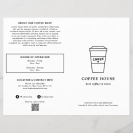 Cute Black and White Coffee Cup Coffee Shop Menu