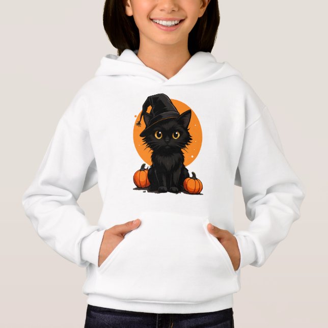Cute Black Cat Cartoon T-Shirt | Funny Gift for Ca (Anverso)