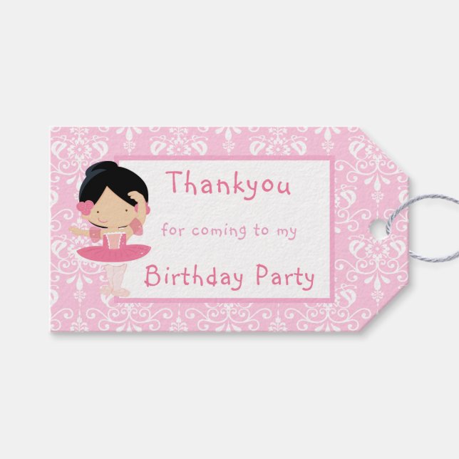 Cute Black Haired Ballerina Etiqueta de regalo "Gr (Frente (Horizontal))