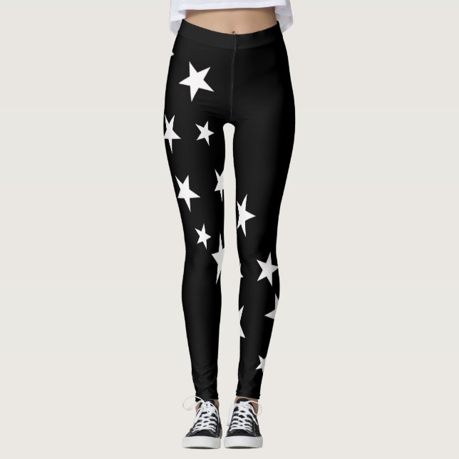 Cute Black White Stars Leggings (Anverso)