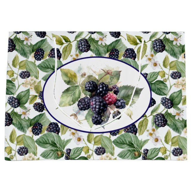 Cute Blackberries Acuarela Gran Bolsa de Regalo (Anverso)
