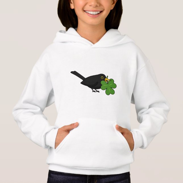 Cute Blackbird con Shamrock Clover Personalizado (Anverso)