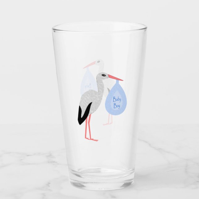 Cute Blue Baby Boy Stork (Anverso)