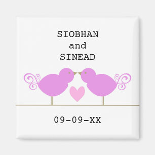 Cute Blue Birds Lesbian Fecha especial imán