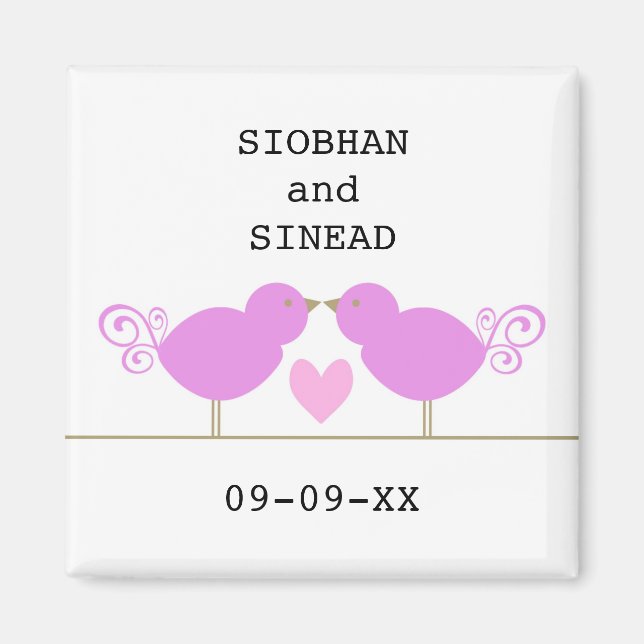 Cute Blue Birds Lesbian Fecha especial imán (Frente)