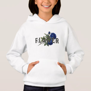 Cute Blue Floral "FLOWER" Sudadera con capucha par