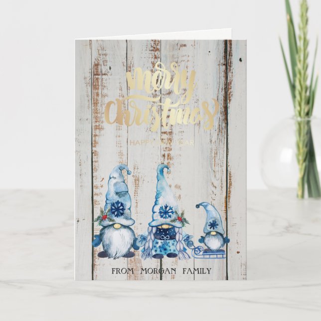 Cute Blue Gnomes Feliz Navidad (Anverso)