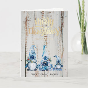 Cute Blue Gnomes Feliz Navidad