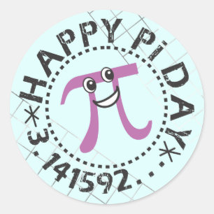 Cute Blue Happy Pi Day © - Pegatinas de regalo del