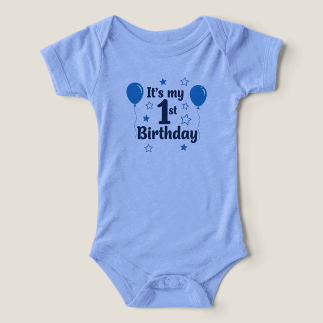 Cute Blue "It's My 1st Birthday" Baby (Diseño delantero )