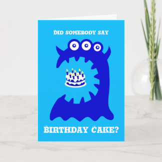 Cute Blue Monster Tarjeta de felicitación de cumpl