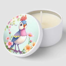 Cute Blue Pink Bird Floral Mini Candle Favors