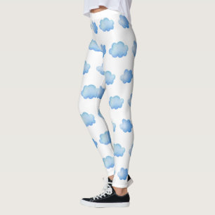 Cute Blue Sky Marble Cloud Pattern Leggings Mujere