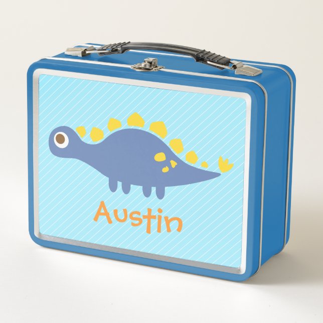 Cute Blue Stegosaurus Dinosaur Kids Personalizados (Anverso)