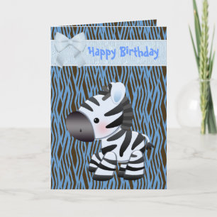 Cute Blue Zebra & Cupcake (interior) Tarjeta de cu