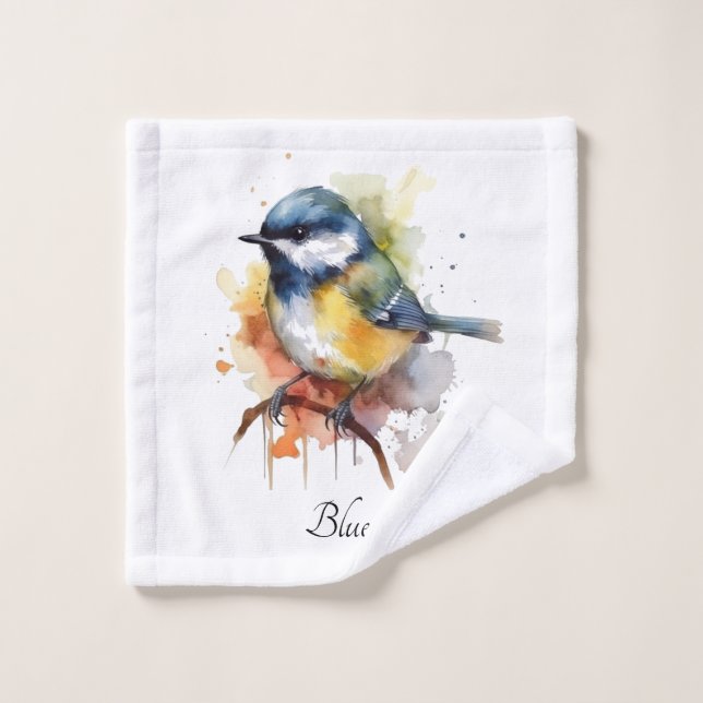Cute Bluetit en una sucursal, personalizado (Toallita)