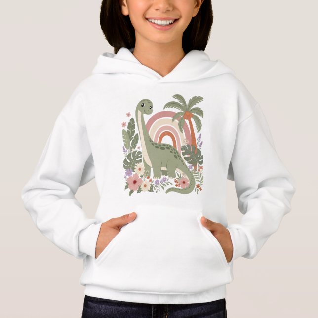Cute Boho Dinosaur | Pastel Rainbow Dino | Floral  (Anverso)
