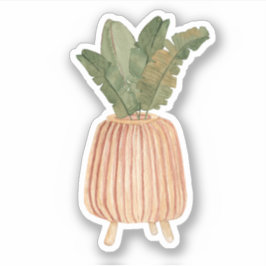 Cute Boho Floral Pastel Hoja Verde Pegatina