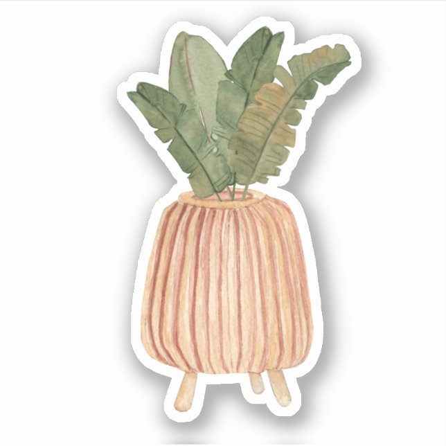 Cute Boho Floral Pastel Hoja Verde Pegatina (Anverso)
