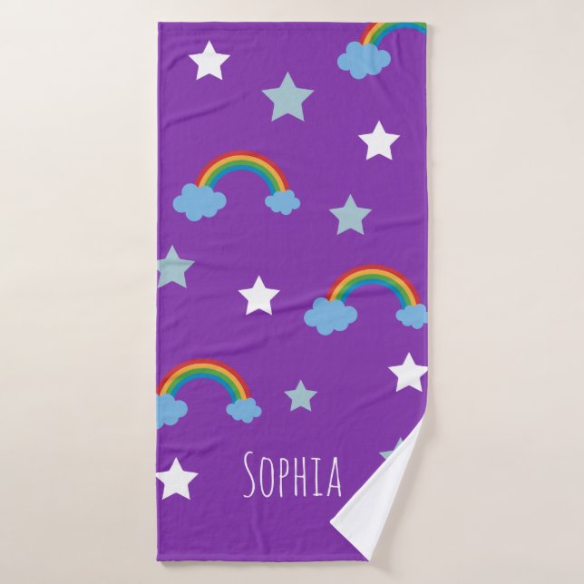 Cute Boho Purple Rainbow Girls (Toalla de baño)