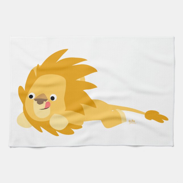 Cute Bouncy Personalizado Lion Kitchel Toalla (Horizontal)