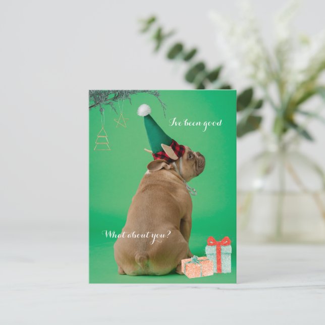 Cute Boxer Dog Navidades he sido buena postal (Anverso de pie)