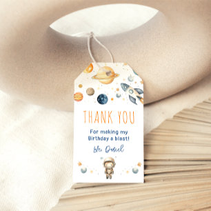 Cute Boy Astronauta Space Birthday Gift Etiqueta