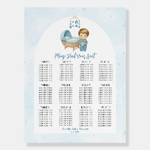 Cute Boy Blue Baby Shower Sensation Chart